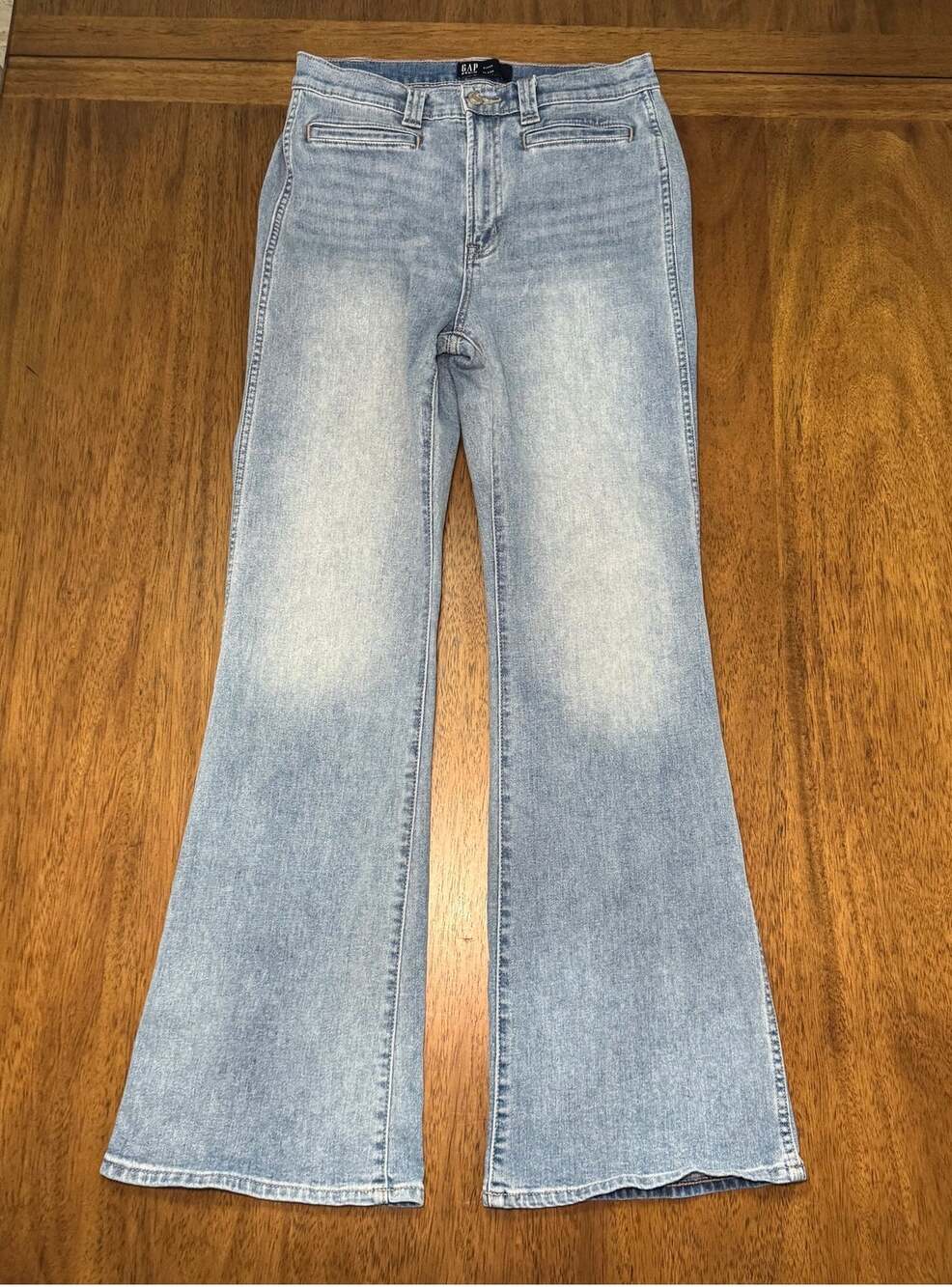 GAP High Rise Flare Jeans Womens 29 Regular / 8 Light Haight Wash Stretch Y2K